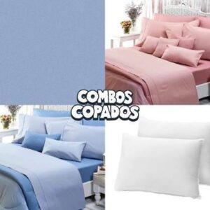 Combo 2 Sábanas Danubio 220 H 2 Plazas 1/2 2 Almohadas Dct